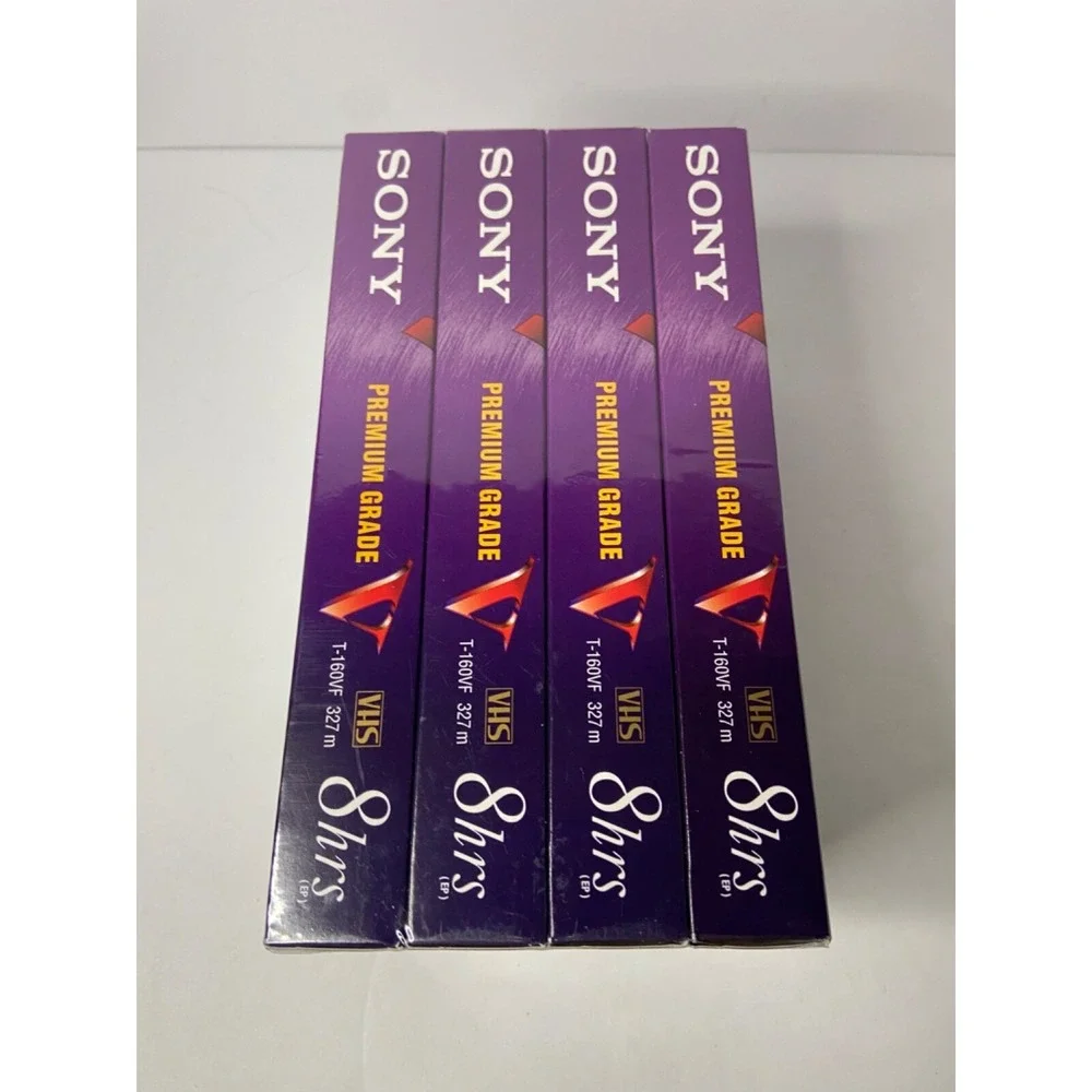 Sony 4 Pack VHS Tapes Blank Premium Grade T-160VF 8 HR EP VCR Video Cassettes F5